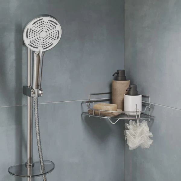 Полка одноярусная Milardo Grid угловая, 219х219 мм проволока стальная, цвет хром, 2 крючка GRICC1CM44