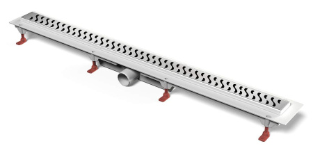 Водоотводящий желоб MCH CH1050/50H Hamony 1050 мм, глянцевый хром, пластиковый, с пластиковой рамкой с боковым сливом D 50