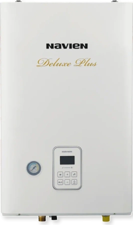 Котел газовый Navien DELUXE PLUS-24k, 24 кВт  (240 кв.м), 220В, двухконтурный (2х), настенный, традиционные, конвекционный, с закрытой камерой сгорания (дисплей, комнатный термостат, пульт ДУ)