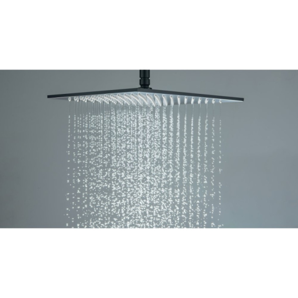 Верхний душ Aquatek AQ2078MB квадратный, 1 режим, размер 300х300х7 мм, нержавеющая сталь, цвет матовый черный, для душа/ванной, на стену/на потолок