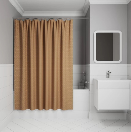 Шторка Iddis Base полиэстер, цвет коричневый с геометричным золотым узором, 2000x2400 мм покрытие водоотталкивающее BG04P24i11