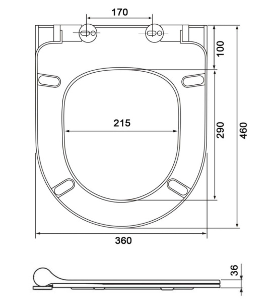 Cиденье для унитаза Aquatek Европа 46х36х3,6 см дюропласт, цвет черный матовый, с крышкой, быстросъемное, микролифт (SoftClose), крепление