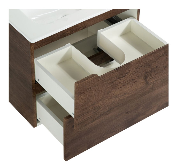 Тумба под раковину BelBagno Etna 39, 71х39х51,5 см, подвесная, 2 выкатных ящика, МДФ, цвет: темный дуб, шкафчик навесной, механизм доводчика, прямоугольнаяТумба под раковину BelBagno Etna 39, 71х39х51,5 см, подвесная, 2 выкатных ящика, МДФ, цвет: темный д