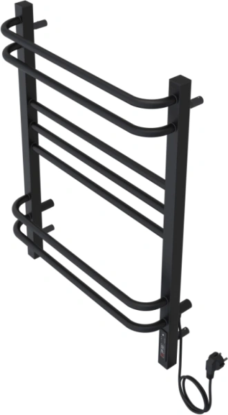 Полотенцесушитель Aquatek Бетта электрический П7 500х700 мм черный муар, нержавеющая сталь, лесенка, электропровод с вилкой