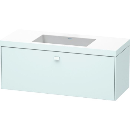 Тумба c раковиной Duravit Brioso, 120х48х50,2 см, подвесная, 1 выдвижной ящик, ДСП, цвет: светло-голубой /Vero Air, мебельная, прямоугольная, цвет белый, фарфоровая, 1 отверстие под смеситель, без перелива