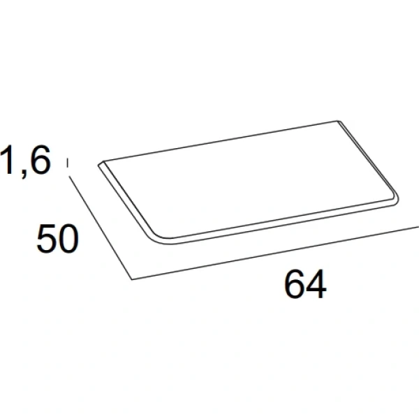 Столешница Cezares Idra для тумбы, 64x50x1,6 см МДФ, прямоугольная, цвет орех (Noce), для накладной раковины/умывальника/рукомойника