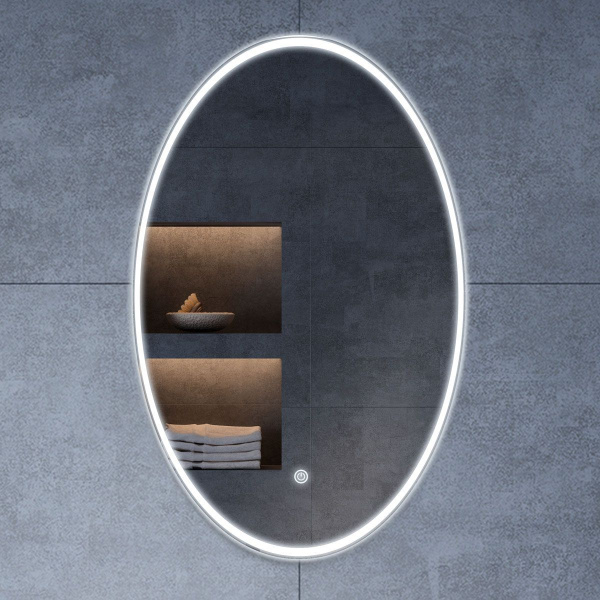 Зеркало Vincea LED, 60х90 см,с LED/ЛЕД-подсветкой, овальное, вертикальное, выключатель сенсорный, с диммером,  для ванны