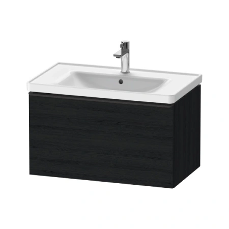 Тумба под раковину Duravit D-Neo, 78,4х44,2х44 см, подвесная, 1 выдвижной ящик, ДСП, цвет: дуб черный, шкафчик навесной, прямоугольная, правая/левая, в ванную комнату