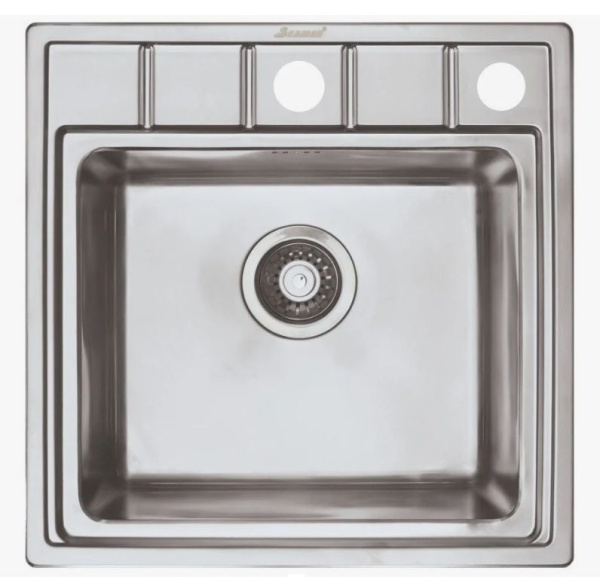 Мойка Seaman Eco Roma 50х50х20 см врезная, микросатин, нержавеющая сталь, клапан-автомвт, квадратная SMR-5050A.B