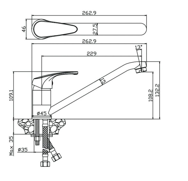Смеситель для кухни/мойки Olives Avila 02400AV однорычажный, керамический, с поворотным изливом, латунь, цвет хром