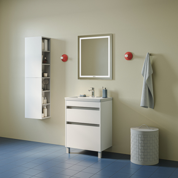 Тумба c раковиной IDDIS Zodiac X, 584х394х795 мм, напольная, 2 выдвижных ящика, ЛДСП/раковина накладная, прямоугольная, цвет белый, санфарфор, отверстие под смеситель ZDX60WFi95K