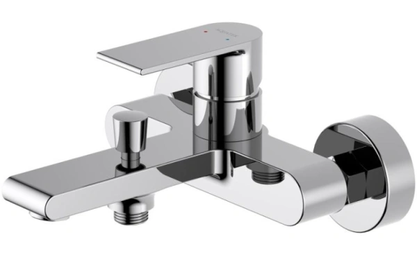 Комплект смесителей Aquatek Лира 3 в 1 хром, смеситель для ванны, раковины, душевой гарнитур, однорычажный, латунь/нержавеющая сталь