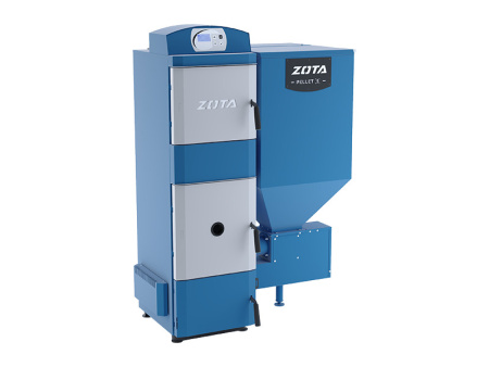 Котел твердотопливный Zota Pellet S 63 кВт, (630 кв. м) пеллетный, одноконтурный, напольный, традиционный, с открытой камерой сгорания