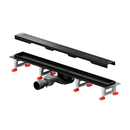 Душевой трап (лоток) AM.PM MasterFlow 700 мм комбинированный затвор с черной матовой решеткой, цвет черный матовый, выходная труба 40/50 мм, линейный