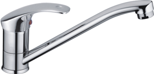 Смеситель для кухни/мойки HAIBA однозахватный, поворотный, латунный, с длинным изливом, длина 217 мм, латунь, цвет хром