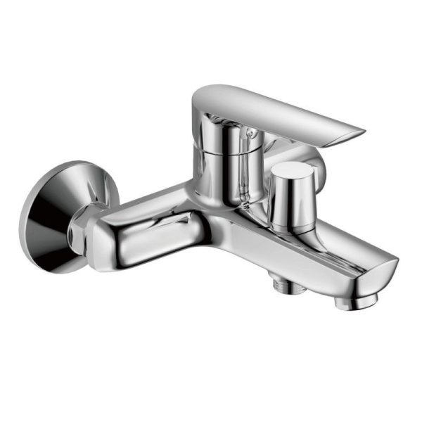 Смеситель для ванны/душа HAIBA однозахватный, хромированный, настенный, излив литой 188 мм, неповоротный, латунь, цвет хром