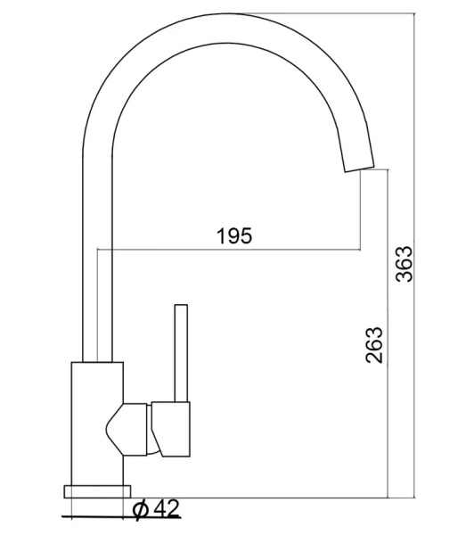 Смеситель для кухни/мойки Ukinox, однорычажный, поворотный, керамический, длина излива 195 мм, нержавеющая сталь, цвет нержавеющая сталь