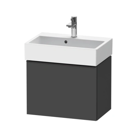 Тумба под раковину Duravit D-Neo, 58,4х37,2х44 см, подвесная, 1 выдвижной ящик, ДСП, цвет: графит матовый, шкафчик навесной, прямоугольная, правая/левая, в ванную комнату