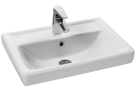Раковина SantekТигода-55  мини 55х17х38, накладная, прямоугольная керамическая/фарфоровая, цвет белый, с отверстием под смеситель,  слив-перелив
