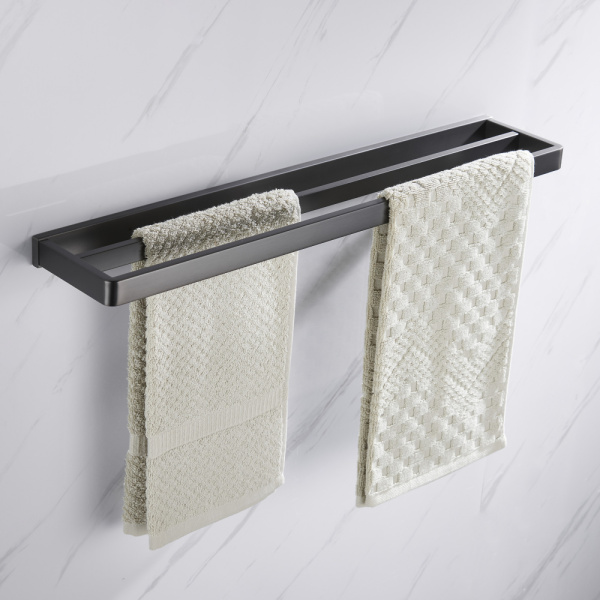 Полотенцедержатель ABBER Westen двойной, настенный, неповоротный, 600 мм нержавеющая сталь, для полотенец, в ванную/туалет/душевую кабину, цвет никель AA1756NG