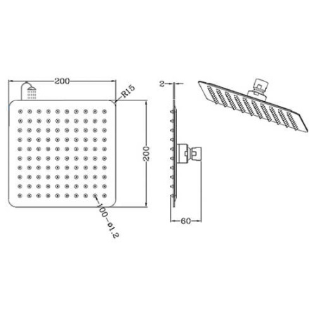 Верхний душ Smart плоский квадратный хром SM1485AA_R