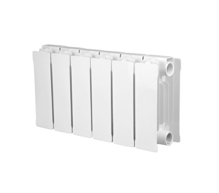 Радиатор RADENA 200/120, 6 секций, биметаллический, панельный, боковое подключение, для отопления квартиры, дома, мощность 570 Вт, настенный/напольный, цвет белый