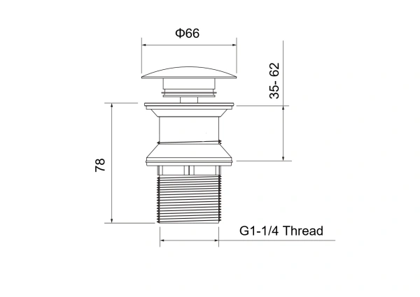 Донный клапан Aquatek AQ6003BGM без перелива, цвет оружейная сталь, click/clack, 66х78 мм латунь, для раковины/умывальника