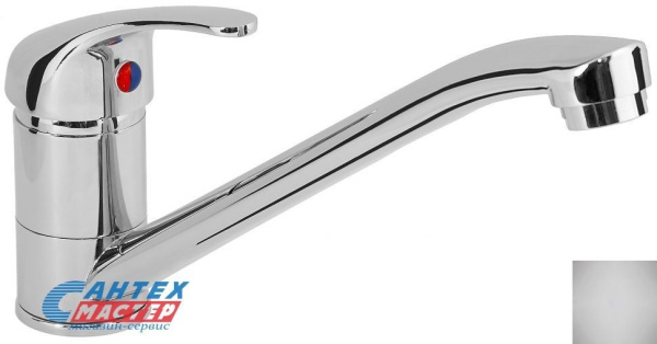 Смеситель для кухни/мойки Ukinox однорычажный, керамический, с поворотным изливом, длина 220 мм, латунь, цвет матовый хром, кухонный, хромированный, вертикальный, кран, комплект, сантехника, водопроводные, размер, характеристики, высота