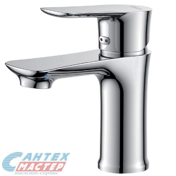 Смеситель для раковины D&K Reisling Rhein однорычажный, излив короткий, длина 101 мм, керамический, латунь, цвет хром, без донного клапана