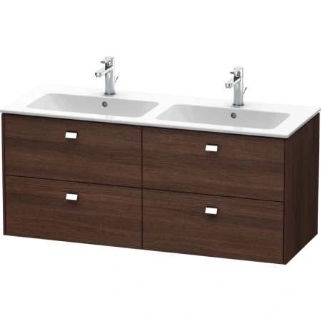 Тумба под раковину Duravit Brioso, 129х47,9x55,3 см, подвесная, 4 выдвижных ящика, ДСП, цвет: базальт/хром, шкафчик навесной, механизм доводчика, прямоугольная, правая/левая, в ванную комнату