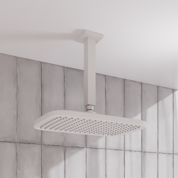 Верхний душ IDDIS Esper прямоугольный, 300х200х63 мм белый матовый, ABS-пластик, тропический душ, для душа/ванной