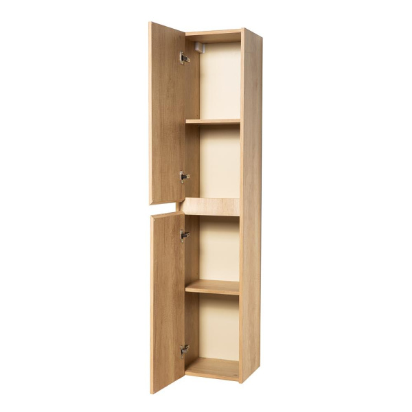 Пенал BelBagno Kraft, 33х30х160 см, подвесной, левый, 2 распашные двери/2 полки внутри, механизм доводчика, цвет светлое дерево, в ванную комнату