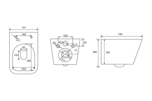 Унитаз подвесной ABBER Rechteck 530х355х360 мм цвет светло-бежевый матовый, горизонтальный (прямой) выпуск, смыв каскадный, безободковый, система антивсплеск, с сиденьем микролифт, дюропласт AC1201MBE