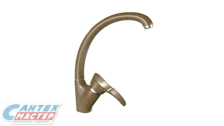 Смеситель для кухни/мойки Bergg MG009 однорычажный, поворотный, керамический, с высоким изливом, длина 200 мм, латунь, цвет терракот, кухонный, хромированный, вертикальный, однорукий, одноручный, однозахватный, одноручковые, кран, комплект