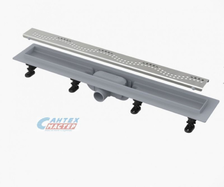 Водоотводящий желоб 40 мм Alcaplast Simple 750x60 , с решеткой, горизонтальный сток, гидрозатвор, (трап/ваннодушевой лоток), из высокопрочного пластика, длина
