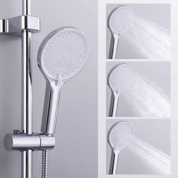 Душевая система Splenka S51.24 высота 1457 мм цвет хром, комплект: однорычажный смеситель/излив/тропический душ круглый (с верхней лейкой)/лейка/стойка/шланг, латунь