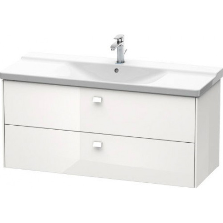 Тумба под раковину Duravit Brioso, 122х47,9х56,1 см, подвесная, 2 выдвижных ящика, ДСП, цвет: белый глянец, шкафчик навесной, механизм доводчика, прямоугольная, правая/левая, в ванную комнату