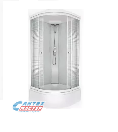 Душевая кабина 100х100х229 см Тритон Стандарт В3 поддон средний, полукруглая, угловая, без гидромассажа, с верхним душем, передние стекла (рисунок полосы), задние белые, смеситель, профиль, прозрачное стекло, белая, закрытая Душевая кабина 100х100х229 см Тритон Стандарт В3 поддон средний, полукруглая, угловая, без гидромассажа, с верхним душем, передние стекла (рисунок полосы), задние белые, смеситель, профиль, прозрачное стекло, белая, закрытая