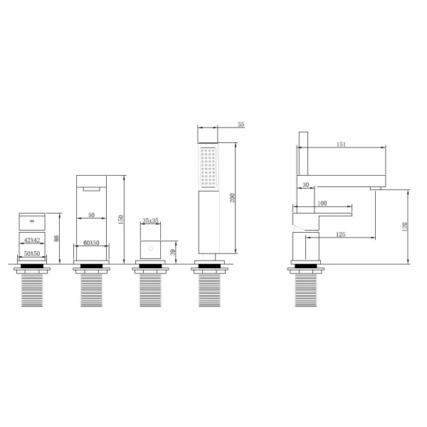 Смеситель для ванны/душа ABBER Daheim на борт ванны, однорычажный, неповоротный, длина излива 125 мм, латунь, цвет никель AF8213NG