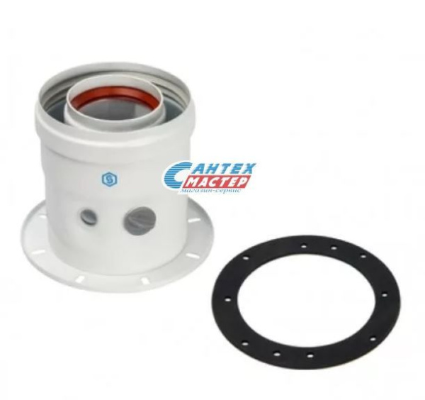 Элемент дымохода STOUT DN60/100 адаптер для котла вертикальный коаксиальный (Bosch, Buderus(с логотипом) SCA-6010-240100