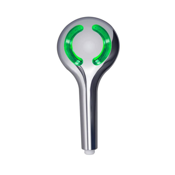 Душевая лейка Olives D173LED светодиодная, круглая, хром, ABS пластик, 3 режима, 125х274 мм