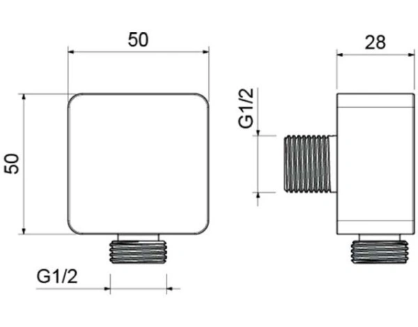 Шланговое подключение Aquatek AQ2459MB цвет матовый черный, без держателя душевой лейки, резьбовое соединение, настенное, для душа/ванной, латунь, квадратное