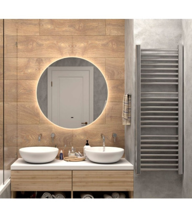 Зеркало Континент Ajour 64,5х64,5 см, с LED/ЛЕД-подсветкой, круглое, выключатель сенсорный бесконтакный, для ванны, навесное/подвесное/настенное