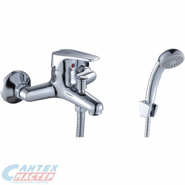 Смеситель для ванны/душа Rossinka D однорычажный, керамический, настенный, излив фиксированный 163 мм, с гибким шлангом, душем/лейкой, латунь, цвет хром, короткий, универсальный, горизонтальный, рычажный, кран, комплект, сантехника, размер