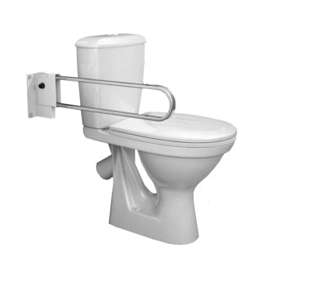 Унитаз компакт Оскольская керамика Персона Комфорт, подвод воды нижний, косой выпуск, с откидным нержавеющим поручнем