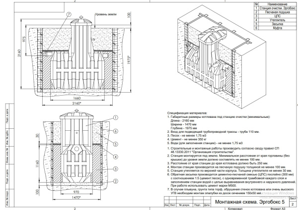 Септик Ergobox 5 (Эргобокс) станция биологической очистки,для частного дома, дачи (5 чел)