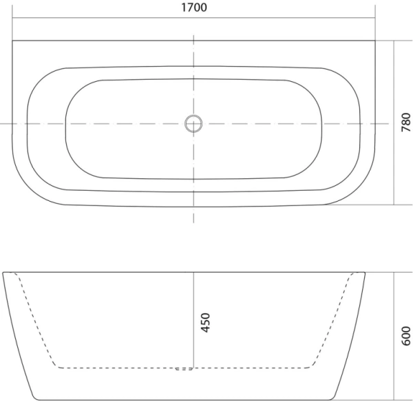 Ванна Aquatek Алтея 170х78 см пристенная, акрил, цвет белый глянцевый, (без гидромассажа, фронтальной панели) округлая, со сливом, с ножками, универсальная