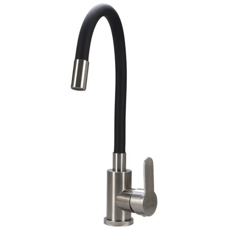 Смеситель для кухни/мойки Maxonor, однорычажный, поворотный/гибкий излив, керамический, высота 329 мм, нержавеющая сталь, цвет черный/сатин