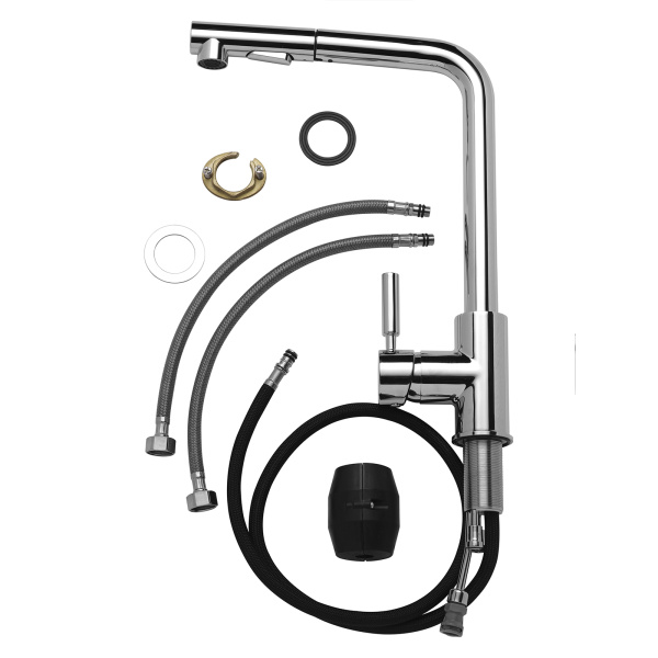 Смеситель для кухни/мойки AQUEDUC однорычажный, вытяжной/поворотный/высокий излив, длина излива 220 мм, высота 324 мм латунь, цвет хром 345391