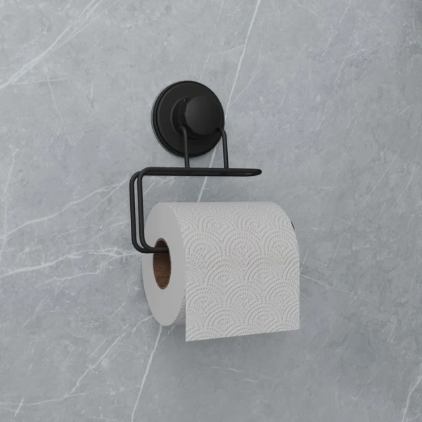 Держатель для туалетной бумаги Milardo Easy проволока стальная, без крышки, цвет черный матовый, настенный, сталь, для туалета/ванной, бумагодержатель EASBWS0M43